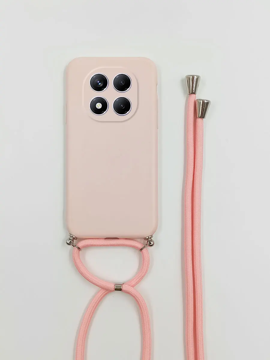 Silicone Matte Black Pink Crossbody Phone Case with Strap
