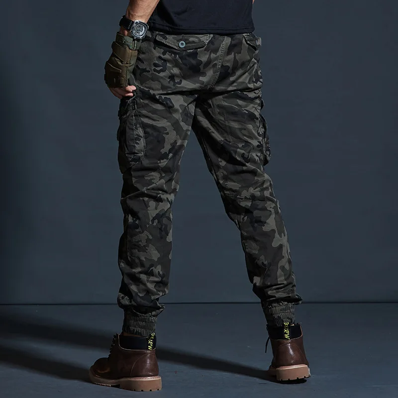 Men Workwear Camouflage Pants Motorcycle Multi Pocket Bundle Leg Pants Trendy Men Slim Fit Small Foot Trousers 6