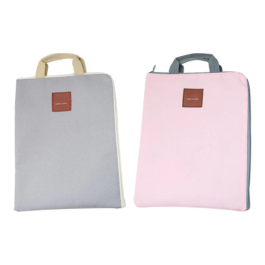 2Pcs 캔버스 파일 가방 대용량 비즈니스 서류 가방 휴대용 문서 보관함 노트북 태블릿 홀더 사무실 파일 주최자