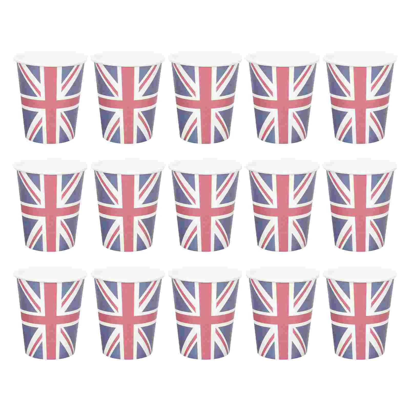 16 Pcs British Flag Paper Cup Cups for Party Water Union Jack Decorative Coffee Mug Patterns Household