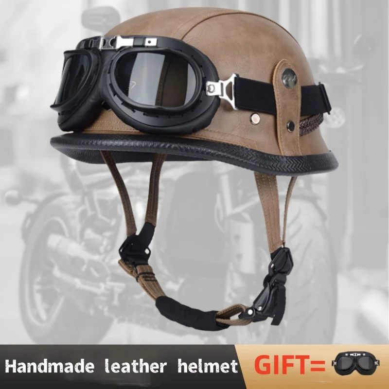 

Шлем для электрического велосипеда, ретро-шлем ручной работы из кожи, летние солнцезащитные очки