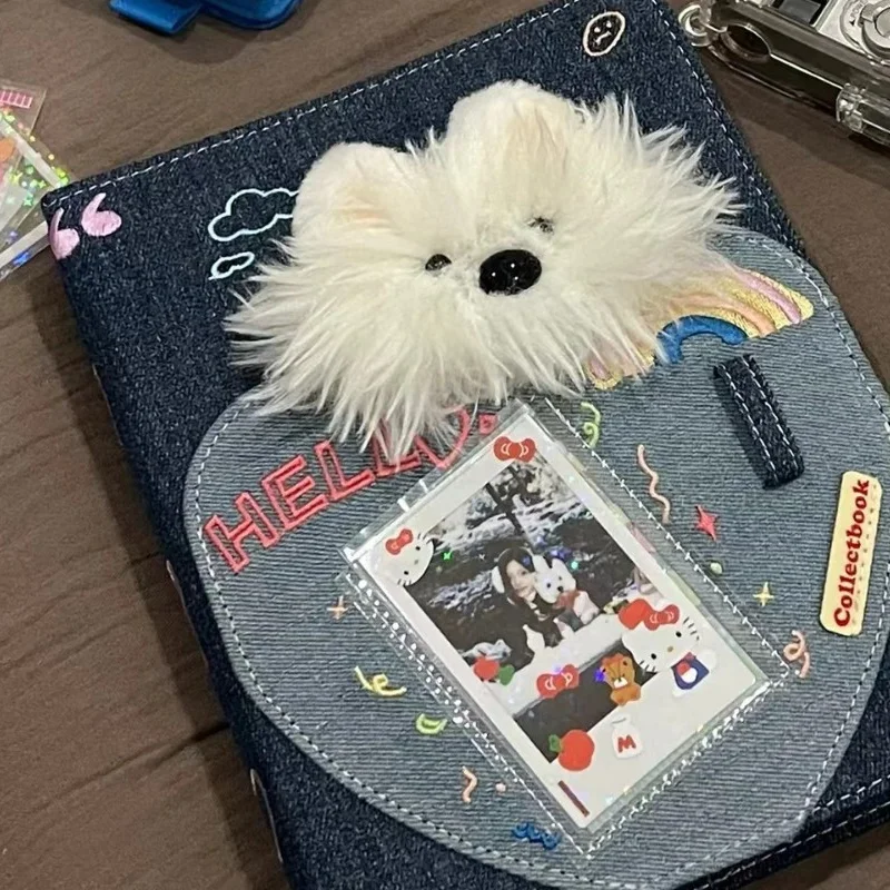 Cute Plush Dog Cowboy Cardbook 3inch Card Four Grid Storage Book Loose Leaf Small Card Diy Album Idol Collect Book