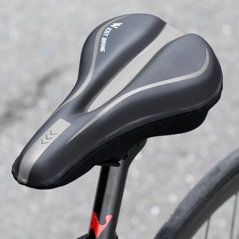 Gel Bike Seat Cover Padded Soft Bike Seat Cushion Waterproof Cover Bike Saddle Cushion Covers for Mountain Road Bikes 24BD