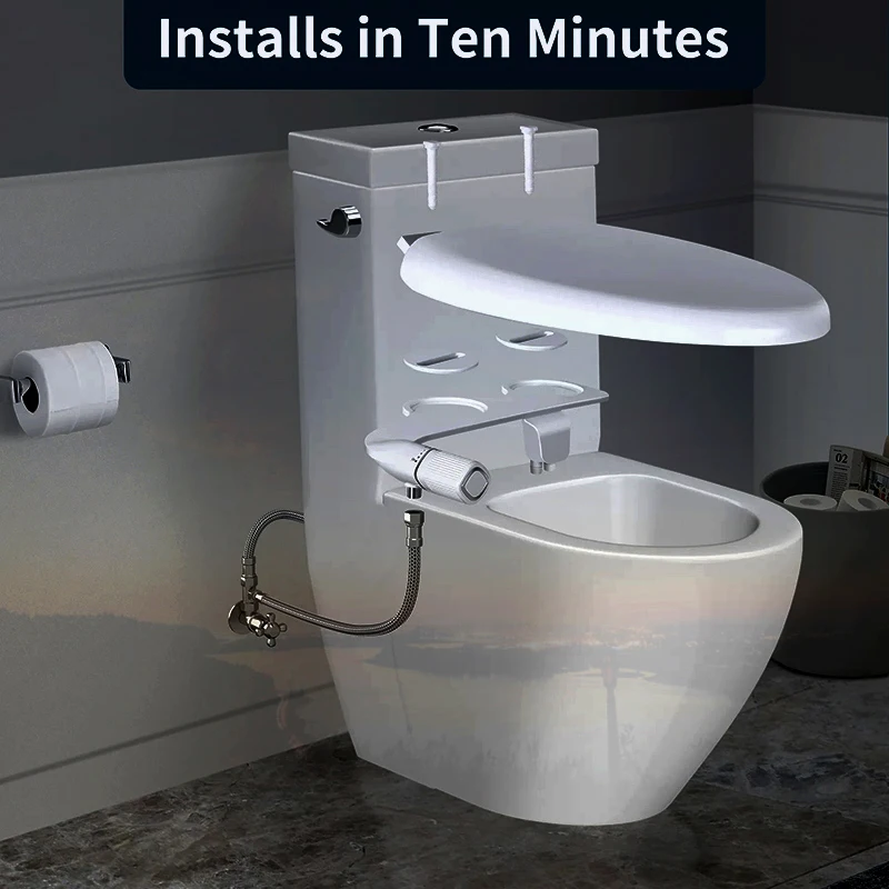 

Bidet Non-Electric Toilet Attachment Dual Nozzle Bidet Adjustable Water Pressure With Brass Inlet