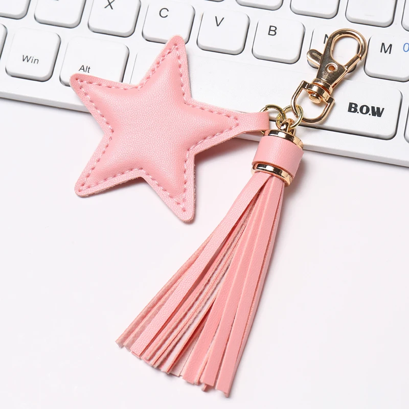 Portachiavi con nappa in pelle PU Sansango per donna ragazza ciondolo stella chiusura a moschettone portachiavi accessori per borse - immagine 5