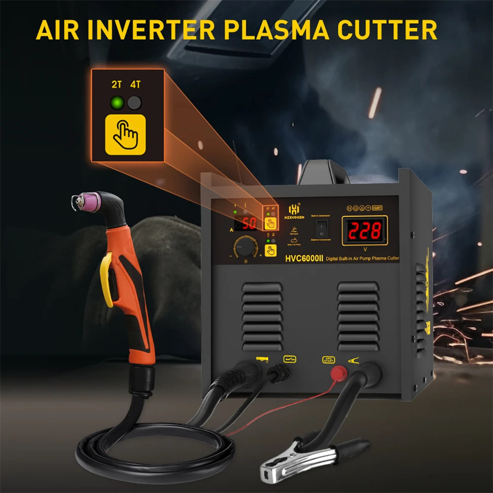 HZXVOGEN 50A Plasma Cutter With Built-in Air Compressor Inverter Welding Machine With Air Pump 220V HF Cutting Thickness HVC6000 3