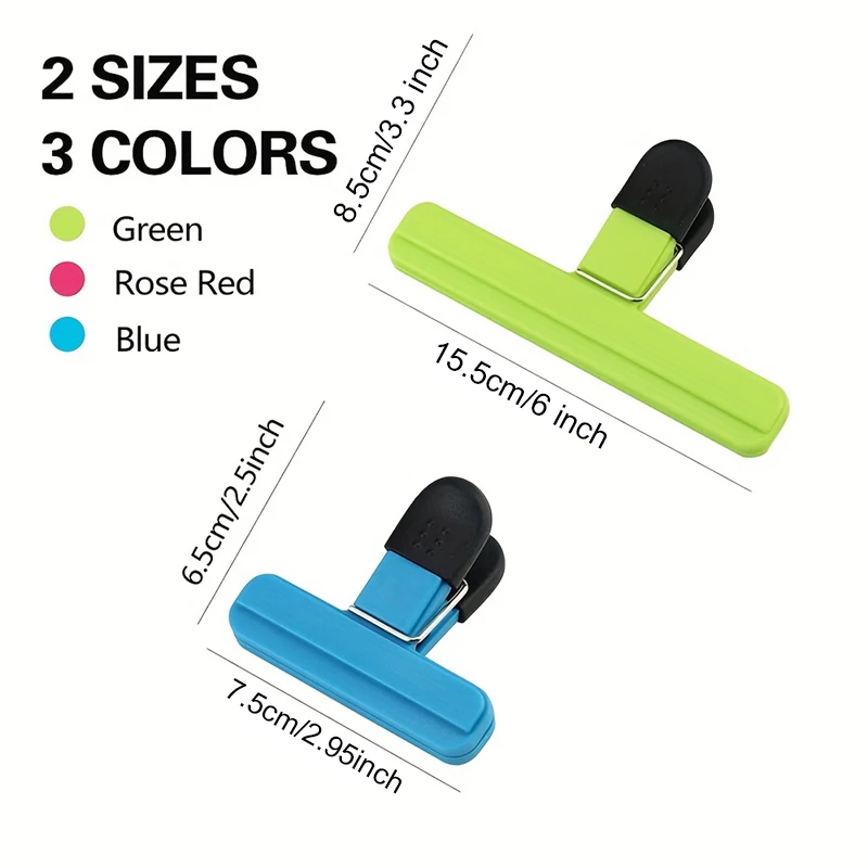 Sealing Clips 6Pcs Portable Large Chip Bag Clips Plastic Assorted Sizes Food Snack Seal Sealing Clip Sealer Clamp Kitchen Storage Accessories
