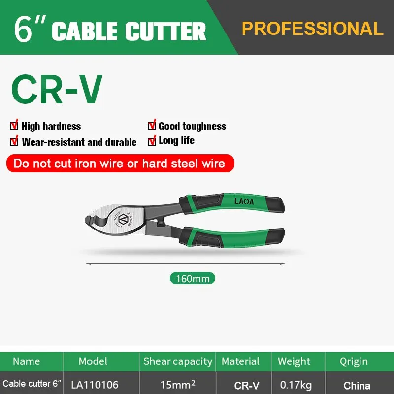 LAOA Cable Cutter CR-V Steel 6/8/10 Inch Crimping Pliers Bolt Cutting Electrical Wire Stripper Multifunction Hand Tools