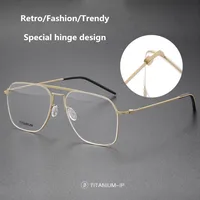 Оправа для очков из чистого титана для мужчин и женщин, винтажная квадратная оправа для очков по рецепту при близорукости, 5517 оптические корейские очки — изображение 4