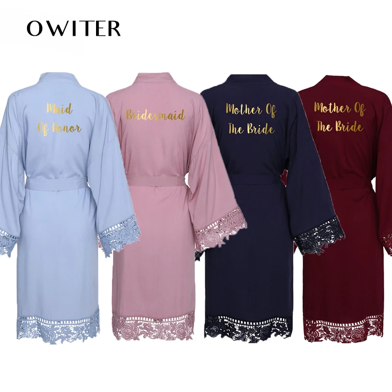 

Women Wedding Robe Cotton Lace Robes Bride Robe Bridesmaid Robes Wedding Robe Sleepwear Kimono Robe Bridal Robe Gold Print