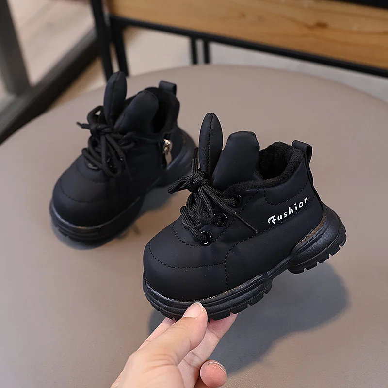 Winter Baby Cotton Boots Cute Rabbit Ears Toddler Girls Boots Warm Plush Infant Shoes Soft Sole Non-slip Snow