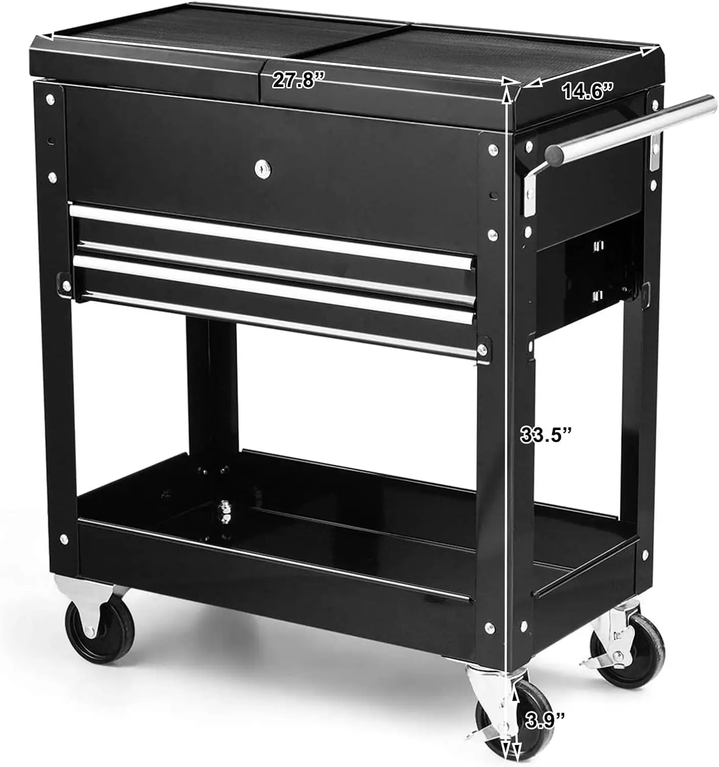 Tool Cart, 4-Tier Rolling Tool Box Cabinet on Wheels with Lockable Drawers & Sliding Top, Heavy Duty Steel Tool Storage O 6