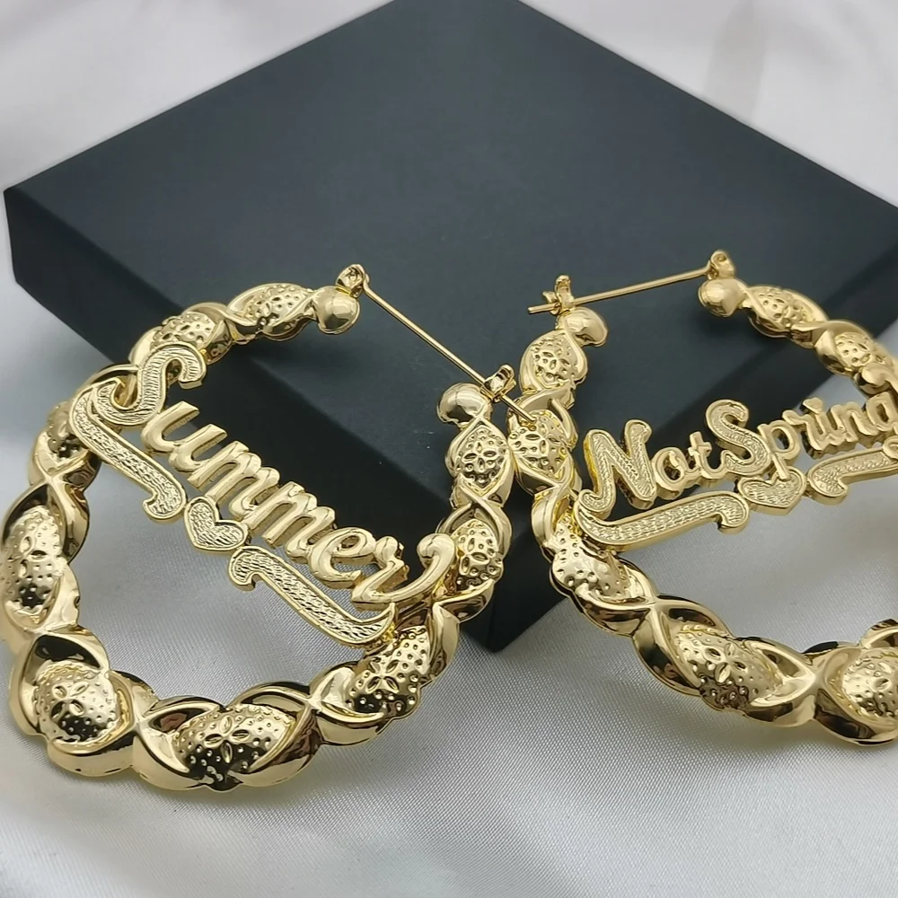 

LeeChee XOXO Custom 3D Nameplate Earrings Personalized Hoop Earring Drop Sexy Gift For Women