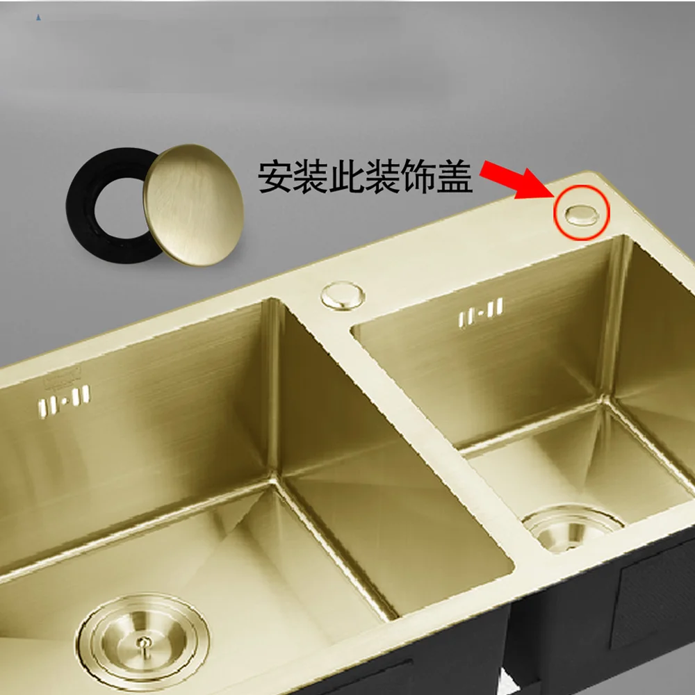 Talea 2PCS Kitchen Sink Accessory Drain Stoppers Sink Tap Hole Cover 304 Stainless Steel Gold Plated