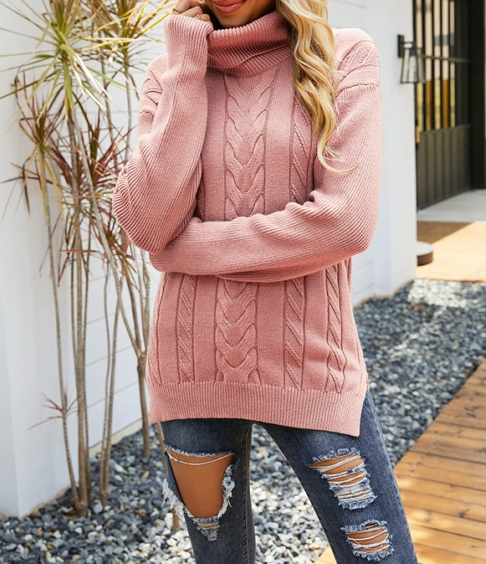 

2023 Winter New Casual Vintage High Collar Loose Fitting Long Sleeves Twisted Flowers Print Literary Retro Pullover Warm Sweater