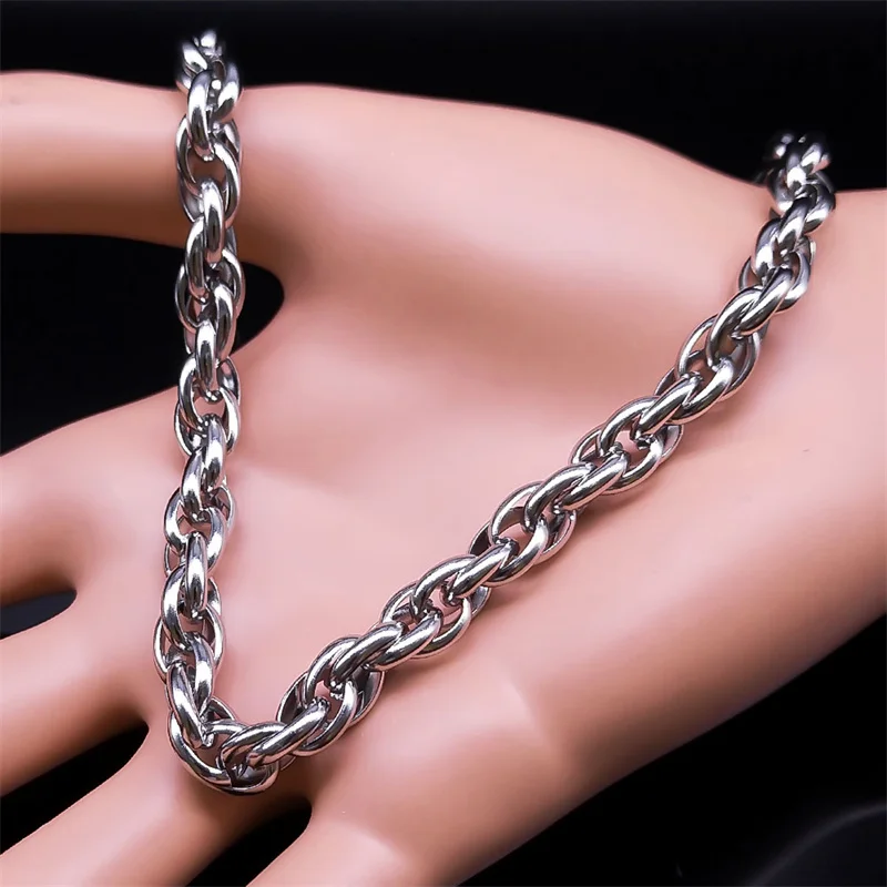 3/5/7/9 / 11mm exquisite fashion 24 inch stainless steel chain necklace  men's simple steel color titanium steel necklace