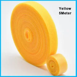 Reusable 5M Nylon Hook & Loop Cable Organizer Strap - 15mm 5Meter (Yellow)