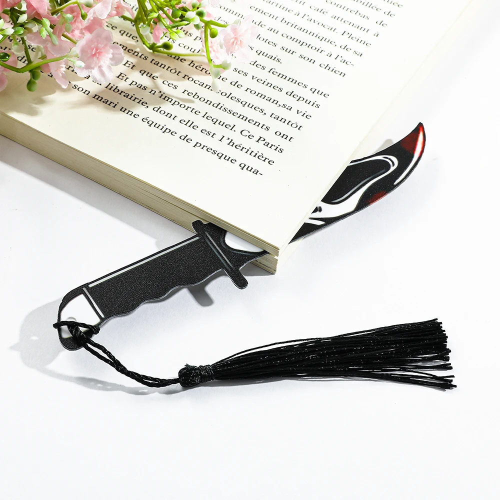 Acrylic Ghost Bookmark with Black Tassel For Horror Movie Lovers Read Marker Gift for Book Lovers Office Stationery 1pcs