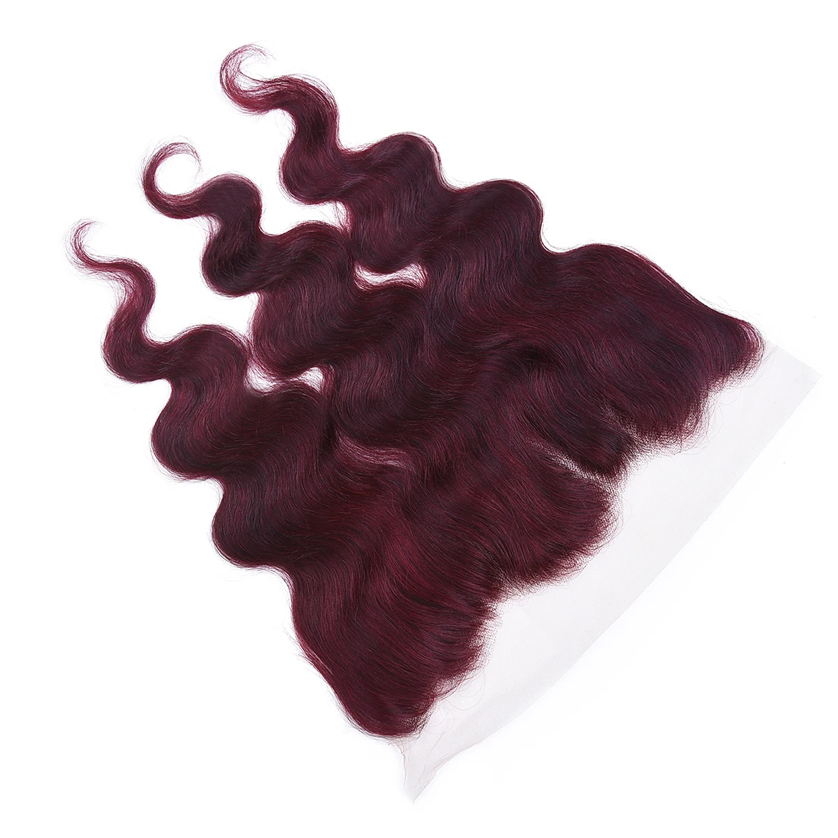 99J Body Wave 13x4 Lace Front Human Hair 130% Density Remy Hair Dark Burgundy Lace Frontal With Baby Transparent
