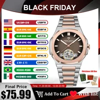 PAGANI DESIGN Tourbillon Men's Watches Rose Gold Luxury Automatic Watch For Men Mechanical Wristwatches AR Sapphire Mirror Clock