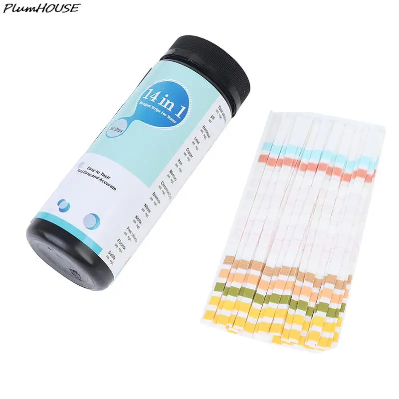 Aquarium Test Strips 50pcs 14-in-1 Drinking Water Test Strip PH Bromine Nitrate Water Quality Test For Aquarium Fish Tank Pool nitrate Strip