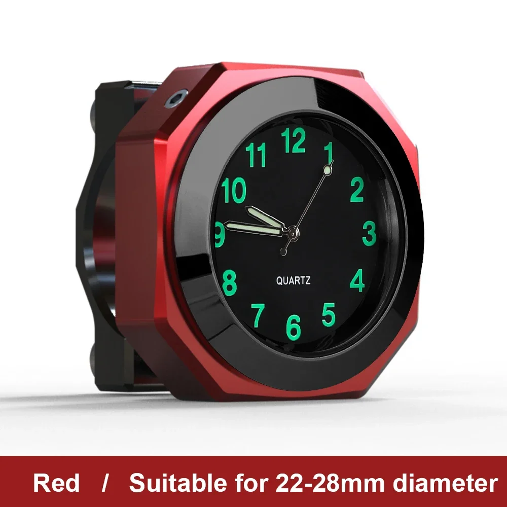 Durable Waterproof Aluminum Handlebar Clock with Luminous Quartz Display