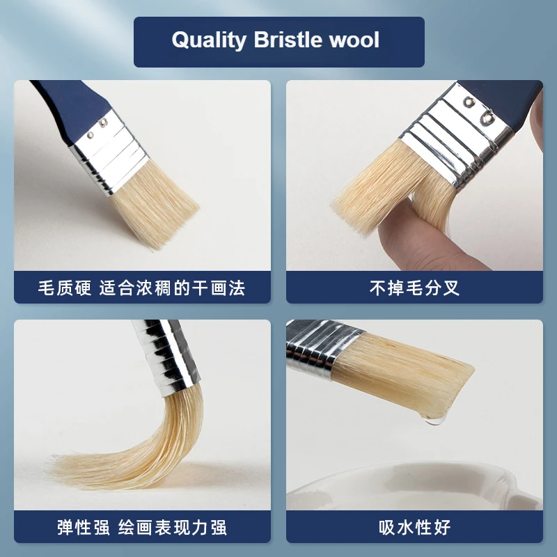 1/3/5/7/9 PCS Chip Paint Brushes Natural Bristles Wooden Handle Flat Brushes Set for Painting, Glue, Oil, Acrylic, Stain 2