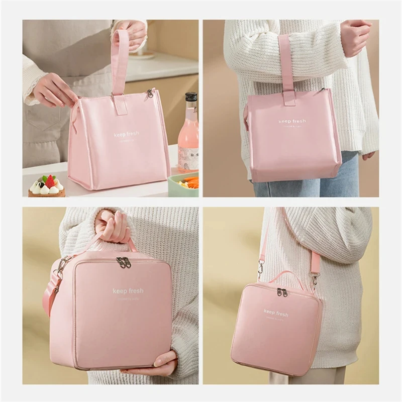 Portable Waterproof Lunch Bags PU Leather Food Picnic Lunch Box