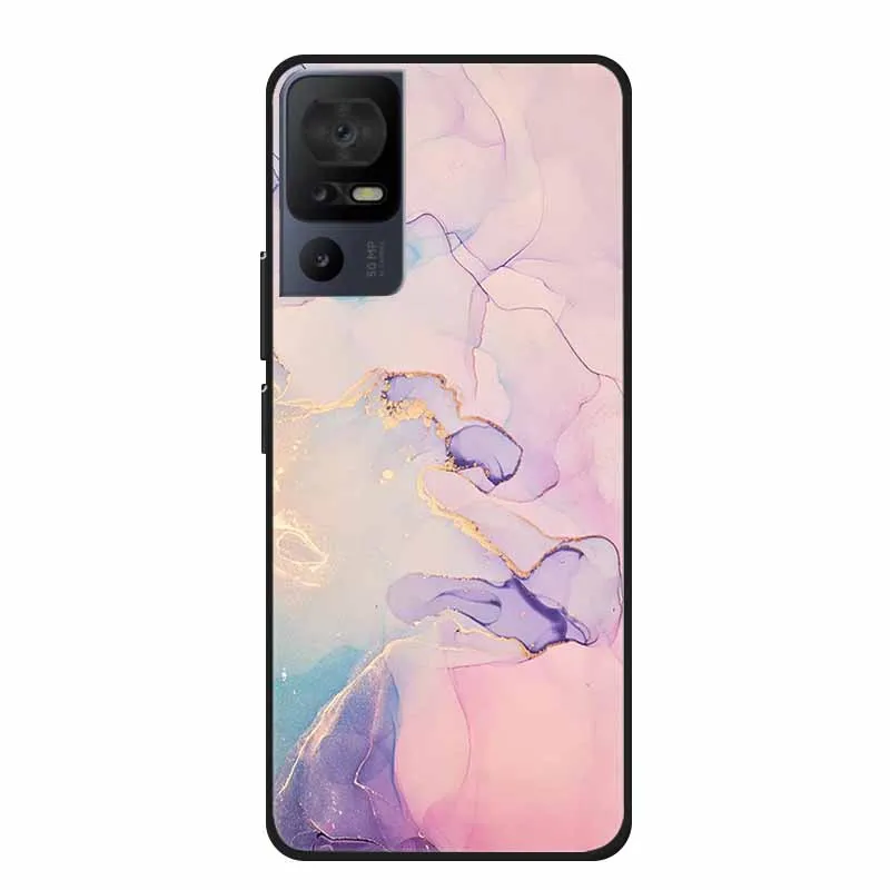 Luxury Silicone Protective Soft Phone Case with Marble Art Design in Vibrant Colors