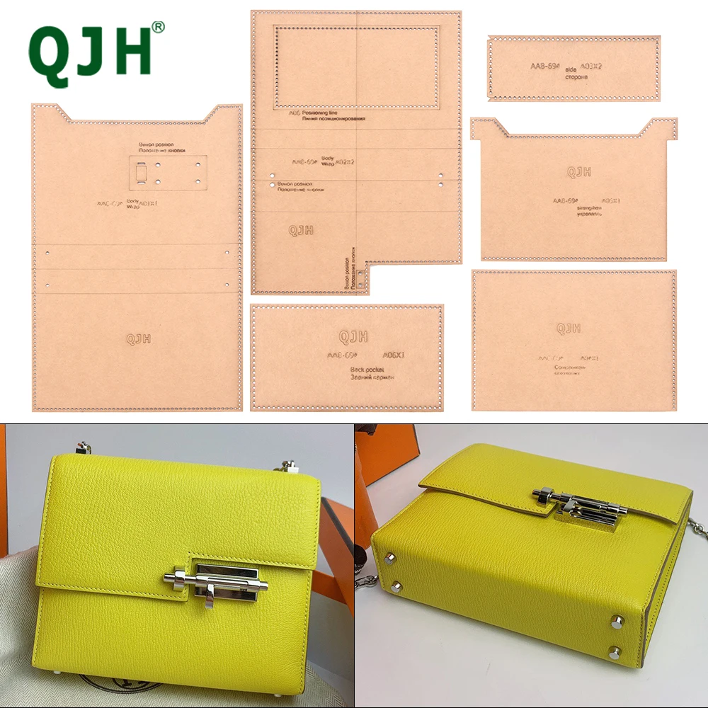 

Set of Leather Handcrafts Ladies Crossbody Chain Latch Bag Free Cut Sewing Pattern Acrylic Template Sewing Accessories with Hole