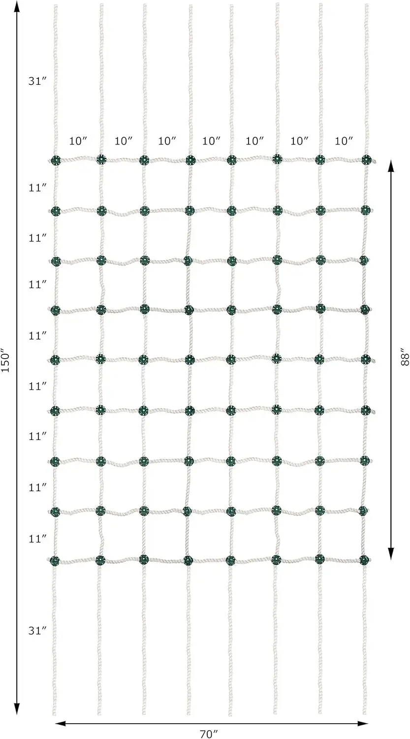 Cargo Climbing Net, 100% Polyester Rope Ladder, 108" L x 70" W + Drill Bit & Instructions