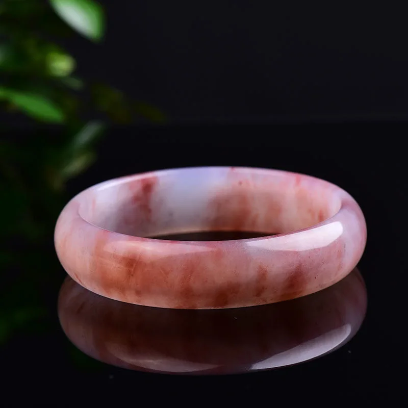 Jiale/Hand Carved/Natural Gold Wire Jade Violets Bangle Accessories Women Fine Jewelry Banquet Party Flat Bar Girlfriend Gift