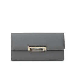 Women's Fashionable PU Leather Wallet - Sleek Minimalist Long Clutch with Coin Pocket (GRAY)