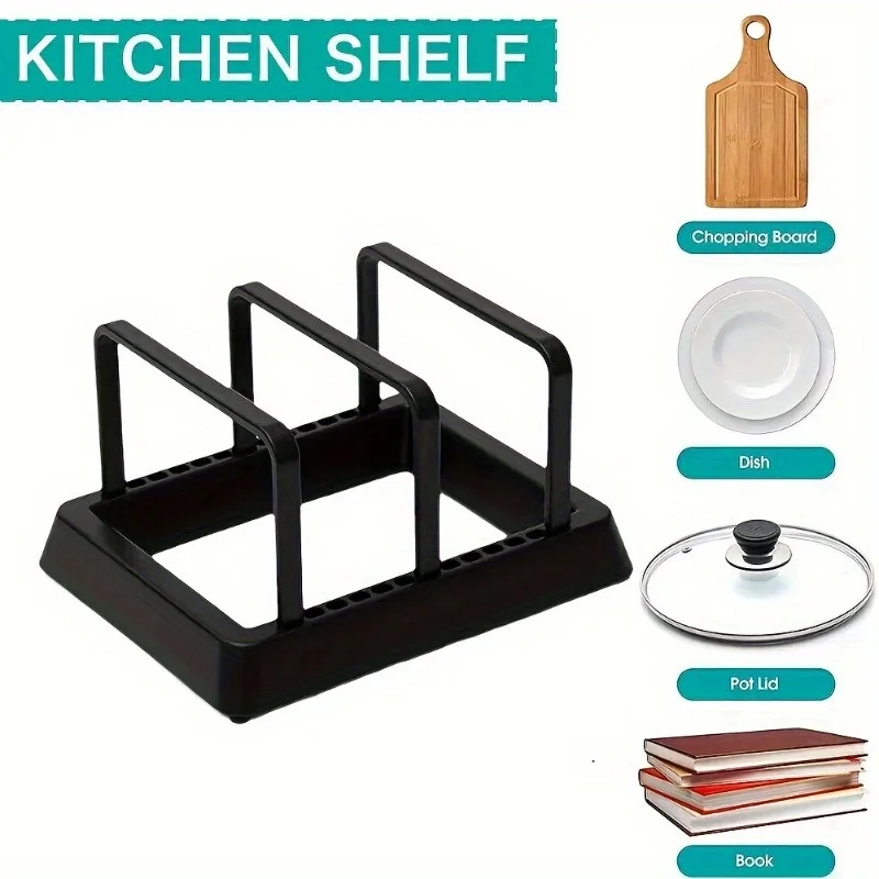 3-in-1 Kitchen Organizer Rack:Space-Saving Drying Storage Tray for Pots,Pans,Lids & Cutting Boards- Durable Countertop Organizer