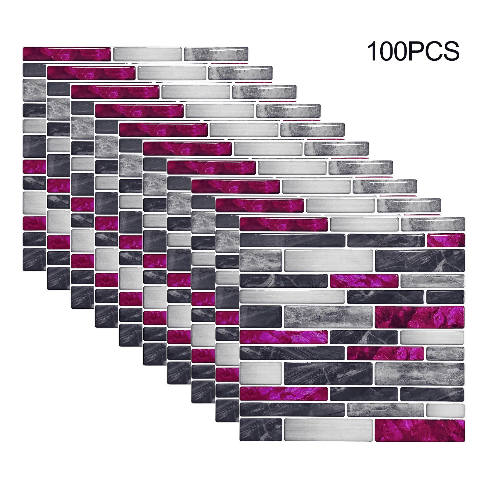 

100pcs Self Adhesive Tile Sticker Kitchen Bathroom Simulated Marble Embossing Wall Sticker Decoration Home Decoration Stickers