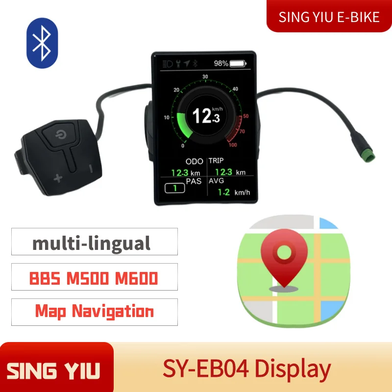 

SING YIU EBIKE Bafang mid-mounted bluetooth display map navigation BBS M500 M600 M510 LCD color display multi-language UART CAN