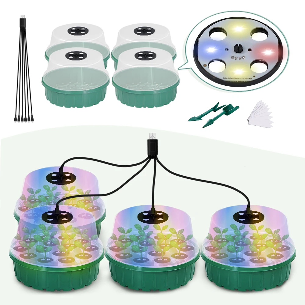 Enhanced Seed Starter Tray with LED Grow Lights and Humidity Control Dome