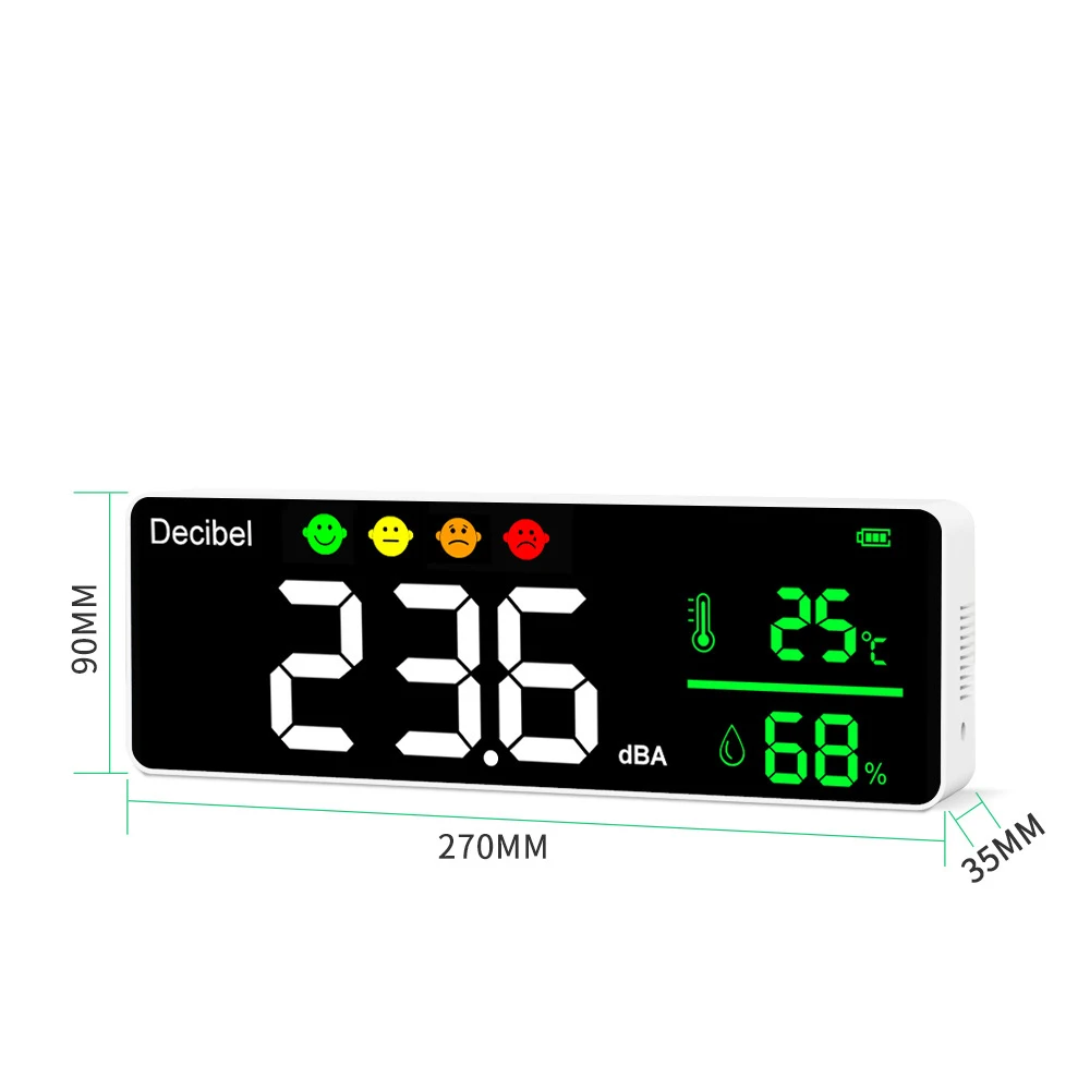 3-in-1 Noise Measuring Instrument Digital Decibel Sound Meter Temperature Meter Humidity Indoor Wall Mounted sound level meter digital noise meter