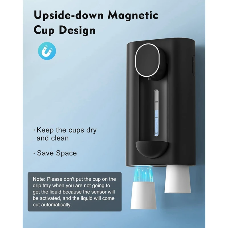 Mouthwash Dispenser For Bathroom, 18.26 Oz (540Ml) Touchless Auto Mouth Wash Dispenser With Magnetic Cups 6