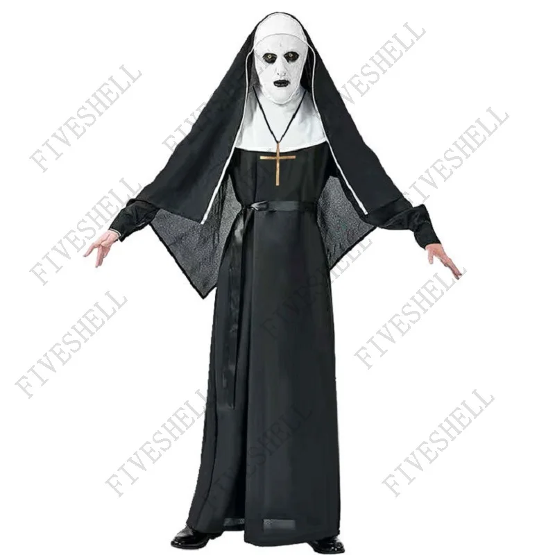 Medieval The Nun Cosplay Costume Halloween Costume for Women The Conjuring Cosplay Long Dress Adult Horror Ghost