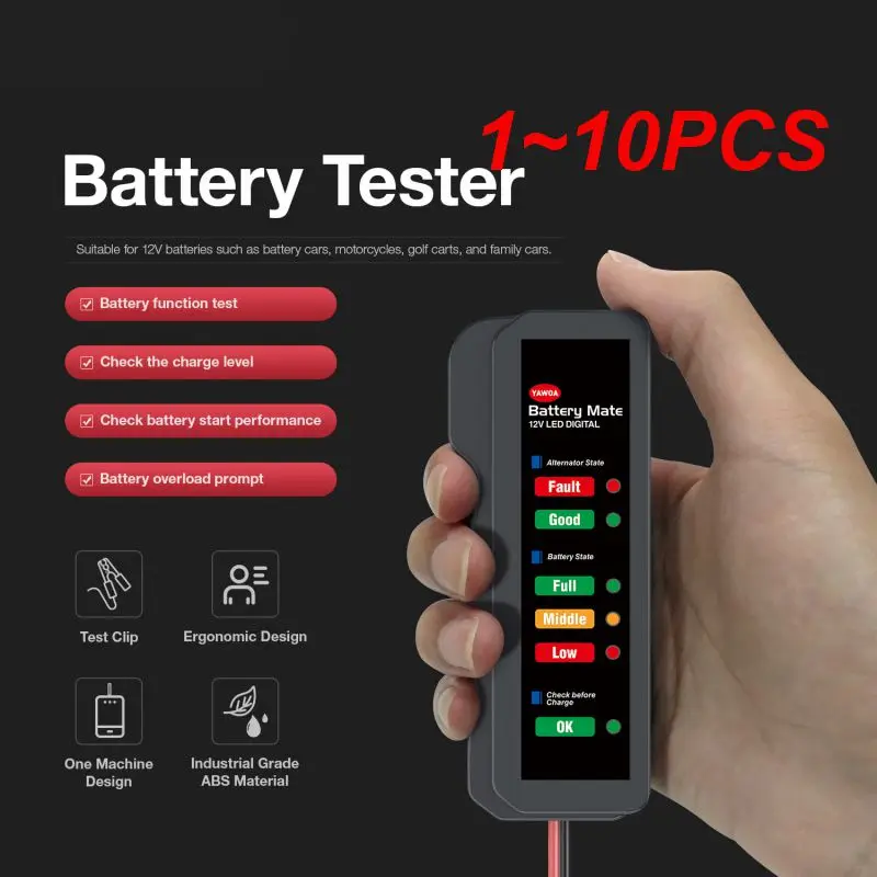 

1~10PCS Mini 12V Car Battery Tester Digital Alternator Tester 6 LED Lights Display Car Diagnostic Tool Auto Battery Tester