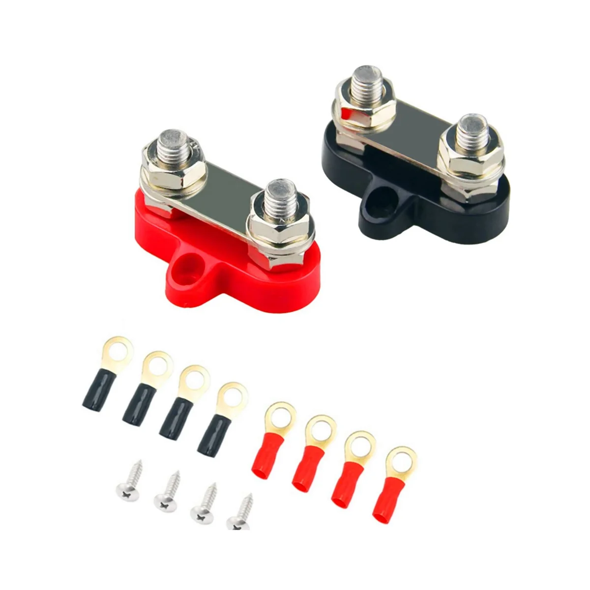 

M8 Dual Studs Battery Junction Post Heavy Duty 2 Studs Bus Bar Power and Ground Junction Block Distribution Terminal Kit