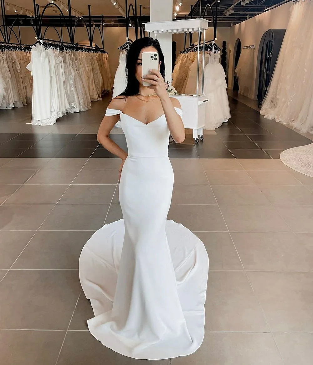Mermaid Wedding Dresses Different Shoulder Strap Brides Dress Customized Women Simple Bridal Gown 2025 Rode De Morrie 3