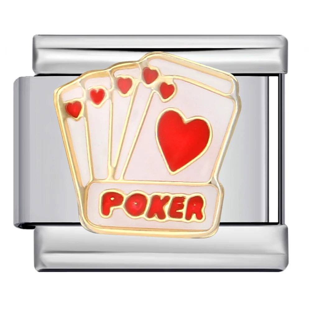 Mode Männer Casino Poker Schach Snooker Charme italienische Links passen 9mm Armband Edelstahl Frauen Schmuck DIY machen – Detail 2