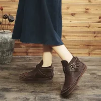 Women's Boots - 2026 New Design  Top-grain Cowhide Women's Ankle Boots - Flat Bottom - Retro and Simple Style  Cowboy 4