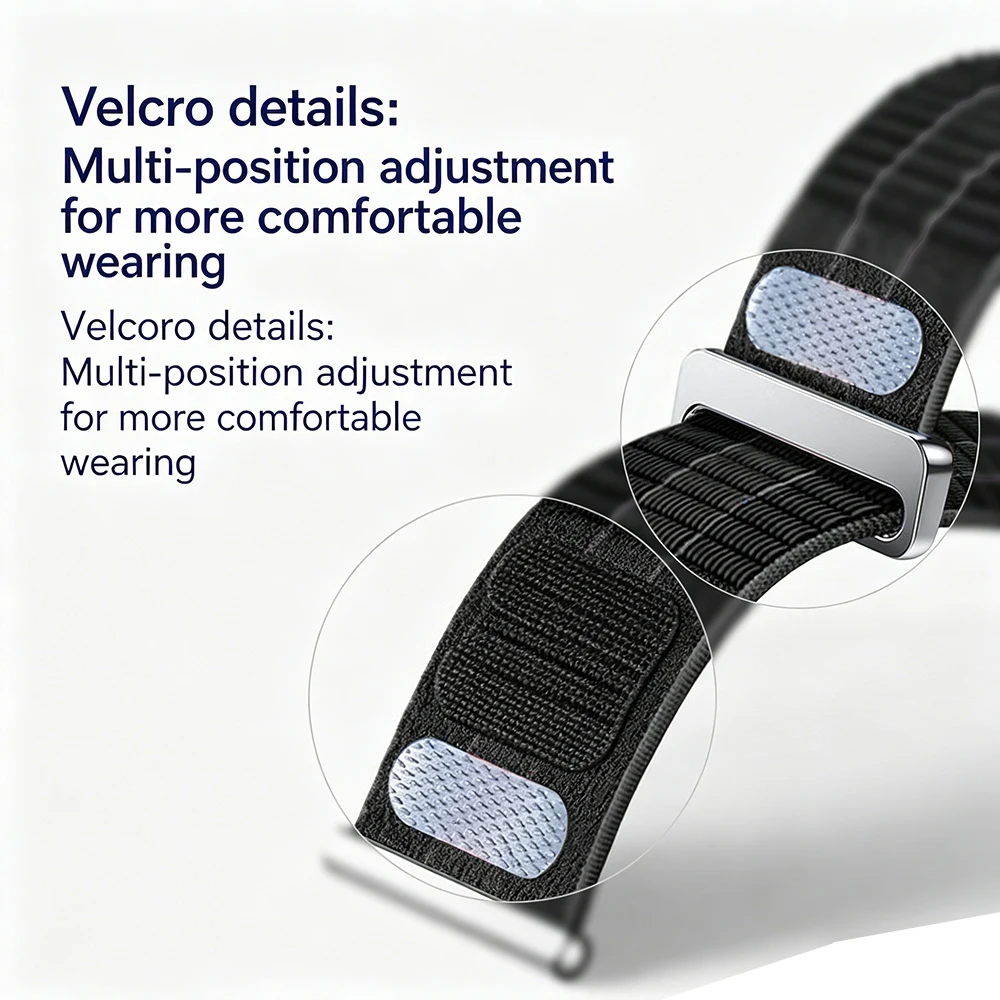 Sport Nylon Loop Band Strap, 20mm/22mm, Breathable and Adjustable Bracelet