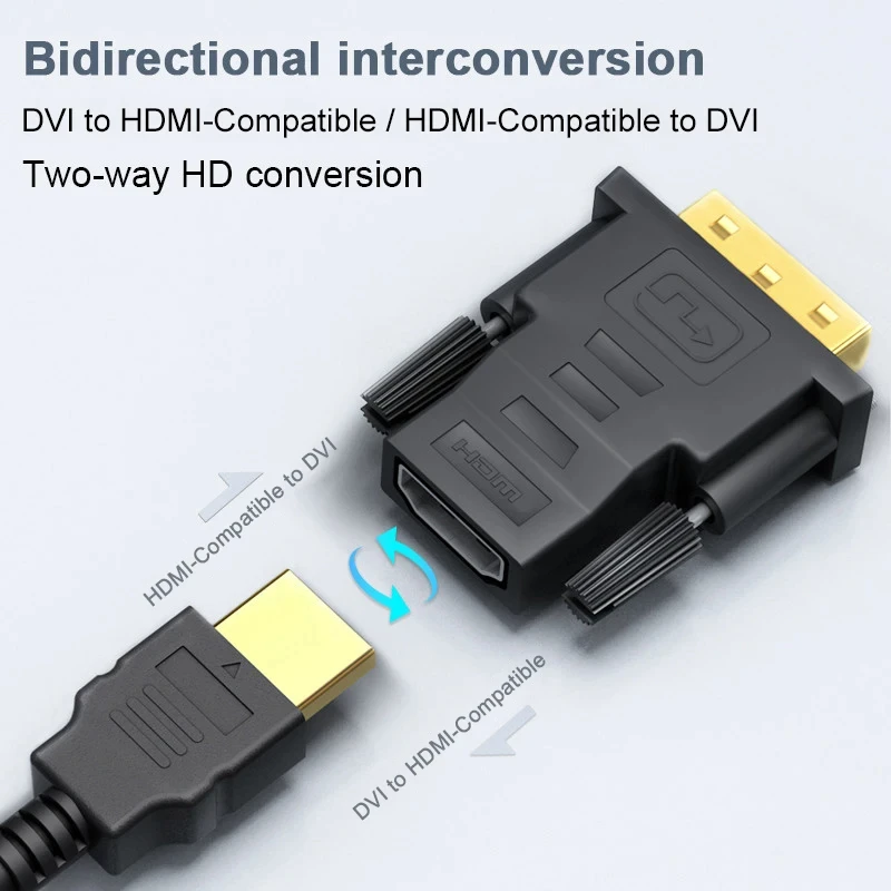 1080P DVI to HDMI-Compatible Cable Adapter hdmi to dvi converter hdmi compatible converter dvi to hdtv cable hdmi to dvi cable DVI Male to Female Bi-directional Connector Converter for PS3 Projector Laptop TV Box