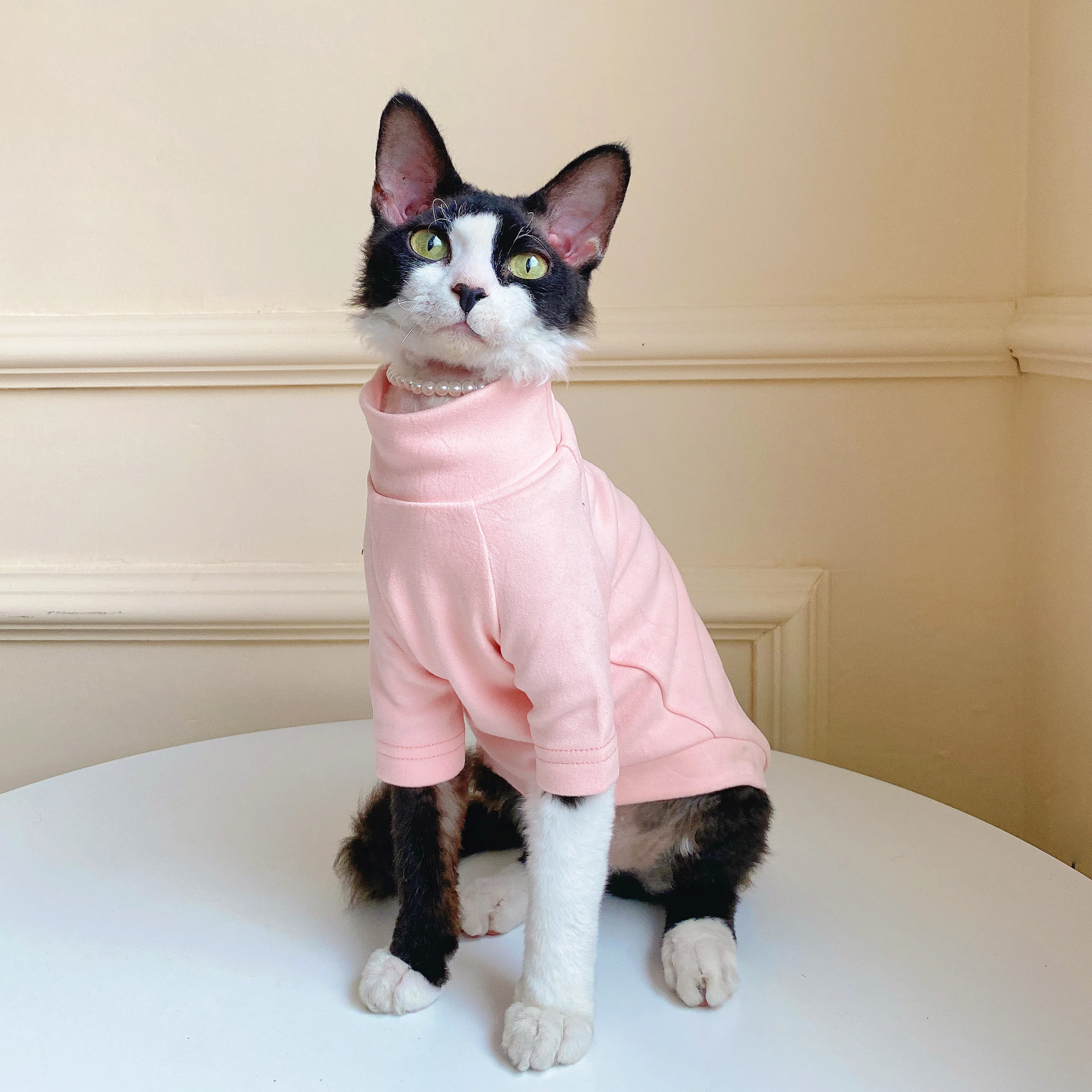 고양이 의류 겨울 플리스 코트, 스핑크스 고양이 따뜻한 맨투맨, 고양이 데본 렉스용 편안한 소프트 라운지웨어