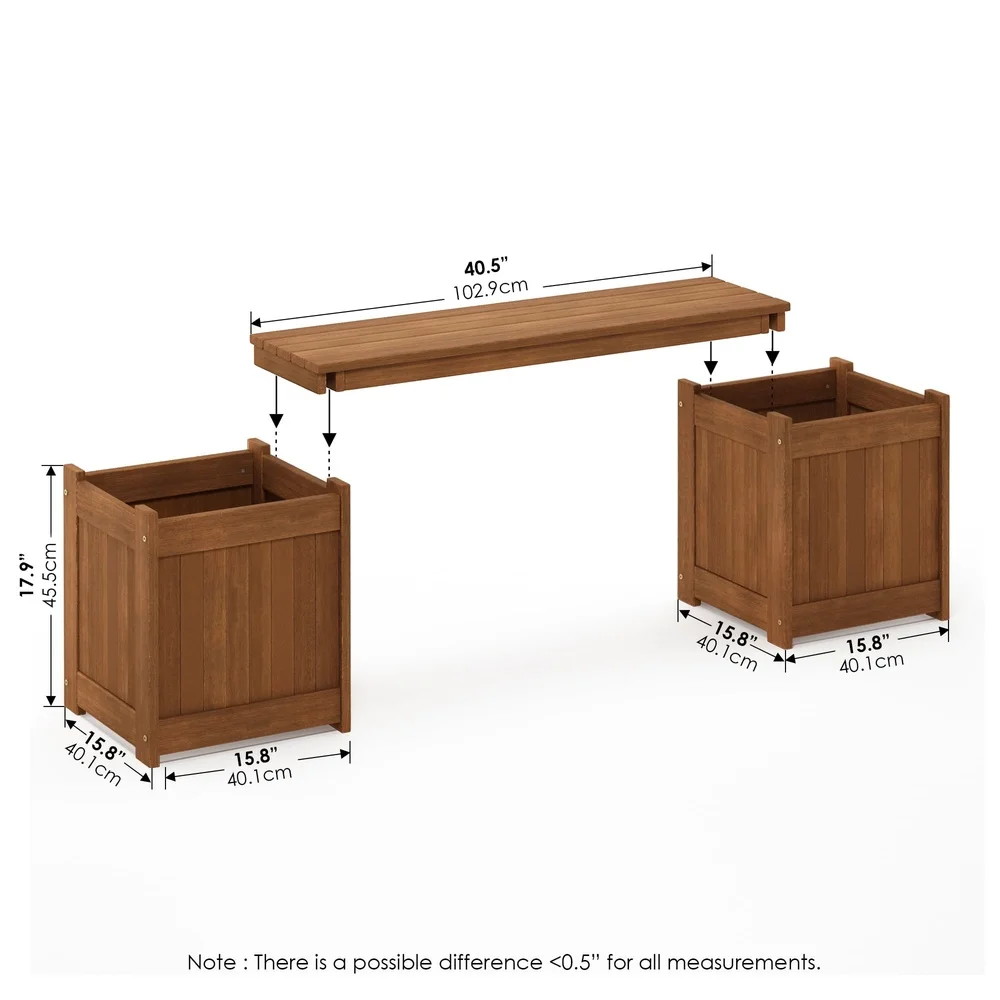 Outdoor Wooden Planter Box with Removable Bench – Teak Oil Treated 4