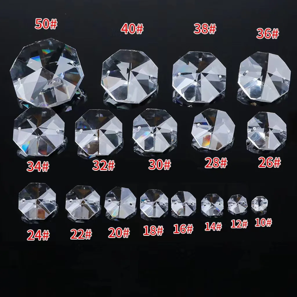 

Прозрачные Кристальные Восьмиугольные бусины с двумя отверстиями 10-38 мм для оформления свадебной церемонии в стиле фэншуй